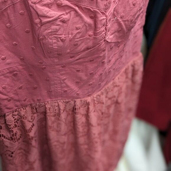 Pink Small Polka Dot Lace Mini Dress Coquette Balletcore Fairycore AE - Picture 4 of 8